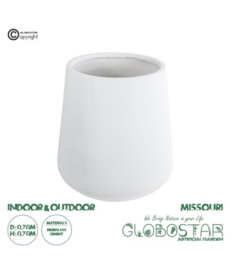GloboStar® Artificial Garden MISSOURI 20693 Διακοσμητικό Πολυεστερικό Τσιμεντένιο Κασπώ Γλάστρα - Flower Pot Λευκό Φ70 x Υ70cm